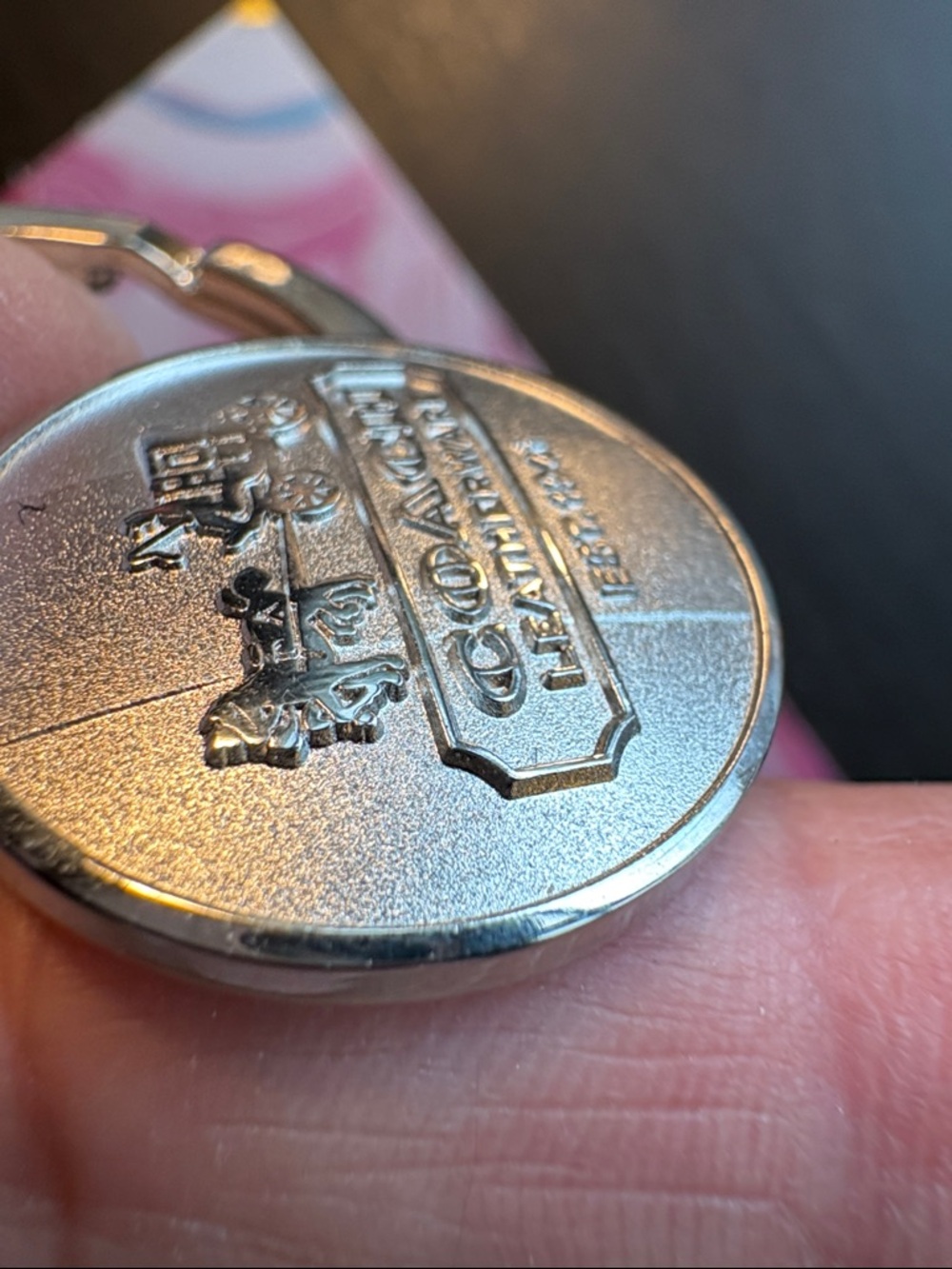 Coach Silver Tone Round Logo Key Ring - Picture 4 of 4